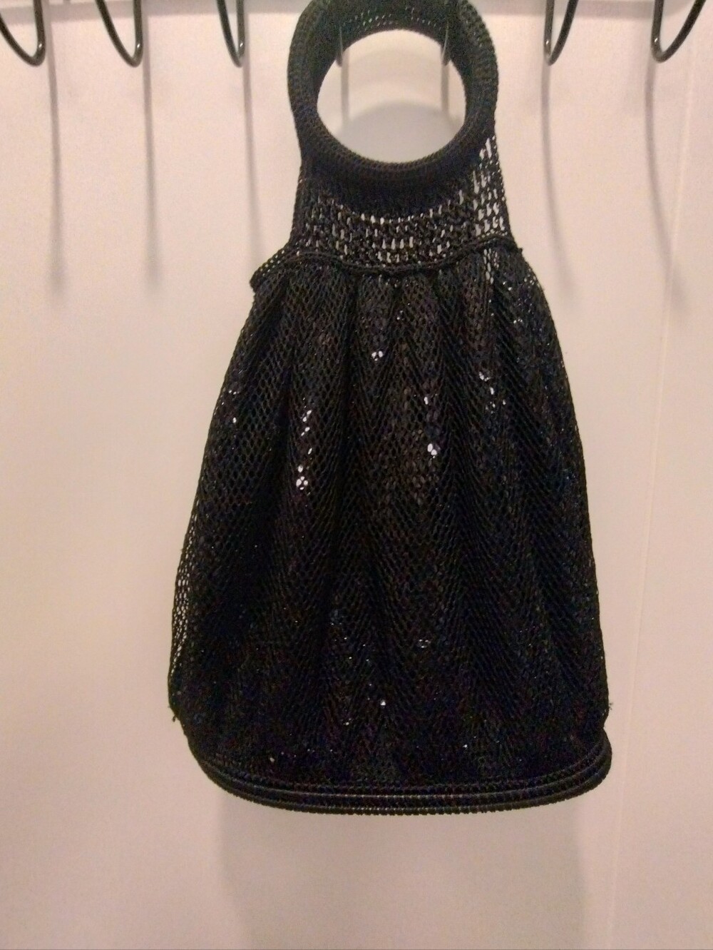 Bebe Black Mesh Sequin Tote Bag